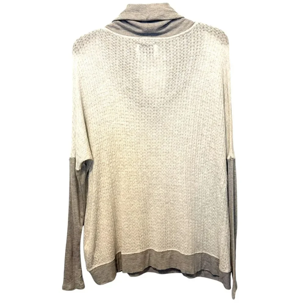 Anthropologie Saturday Sunday Waffle Cowlneck Pullover Top Small